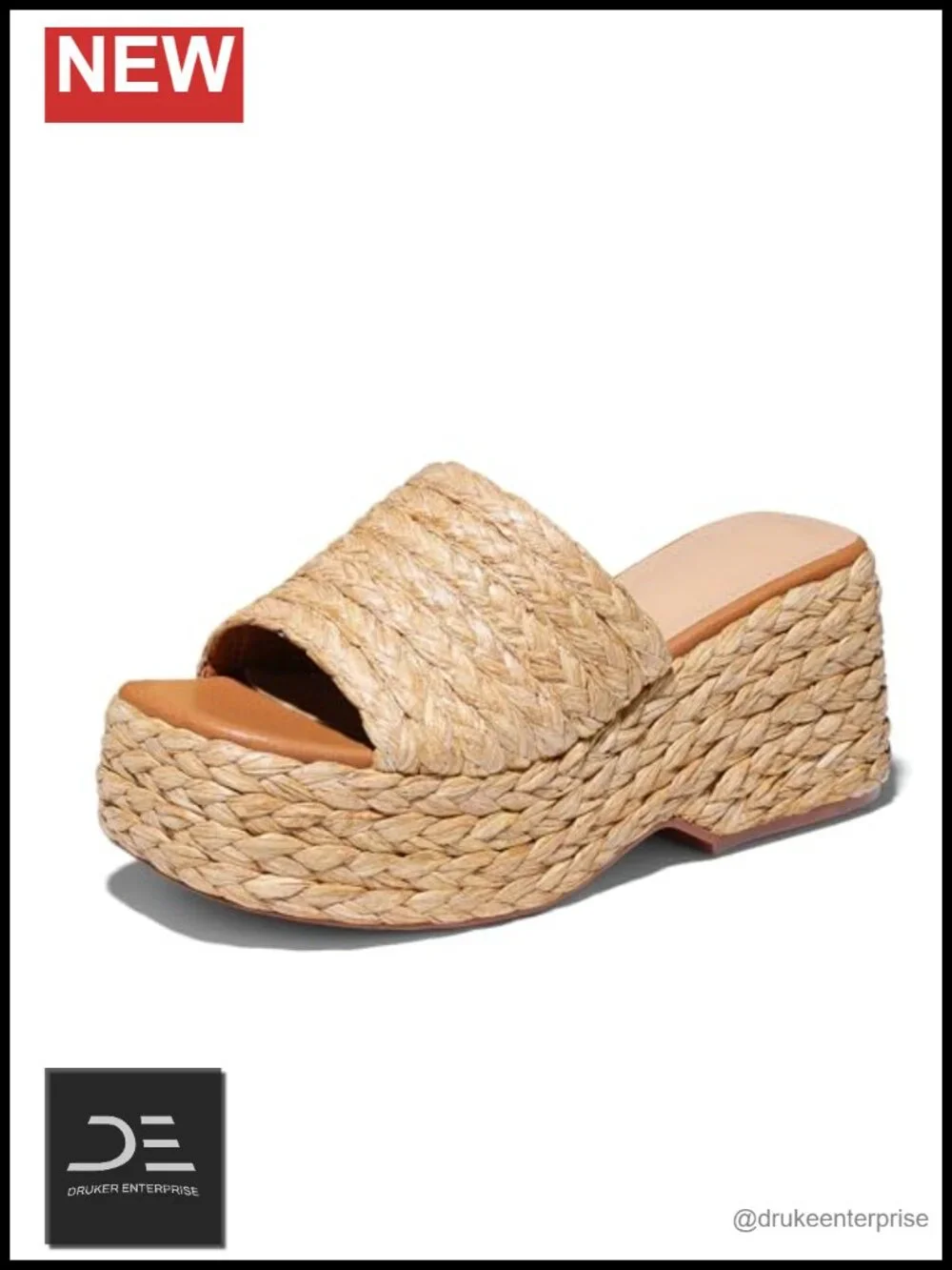 Platform Espadrille Wedge Sandals, PU Leather, Non-Slip, Back Zipper